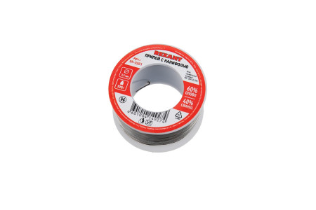 Припой с канифолью, 100г, Ø0,5мм, (олово 60%, свинец 40%), катушка, блистер REXANT