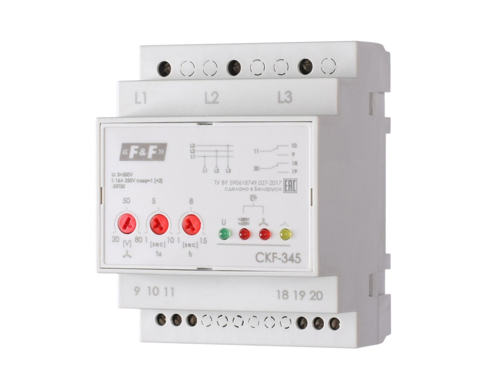 Реле контроля фаз для сетей с изолированной нейтралью CKF-345