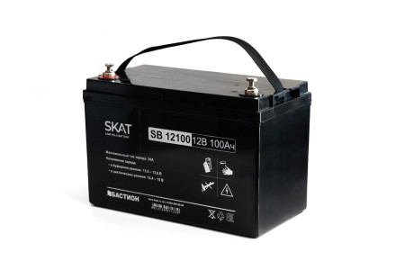 SKAT SB 12100 АКБ свинцово-кислотная тип AGM 12V 100Ач Iзар.30А, клеммы под болт М6 SKAT SB 12100 АКБ свинцово-кислотная тип AGM 12V 100Ач Iзар.30А, клеммы под болт М6