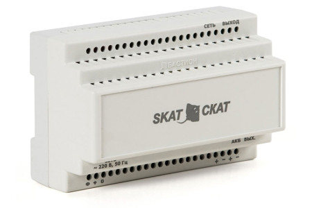 SKAT-12-6.0 DIN (СКАТ ИБП-12/6-DIN) источник питания 12В 6А пластиковый корпус под DIN рейку 35 мм