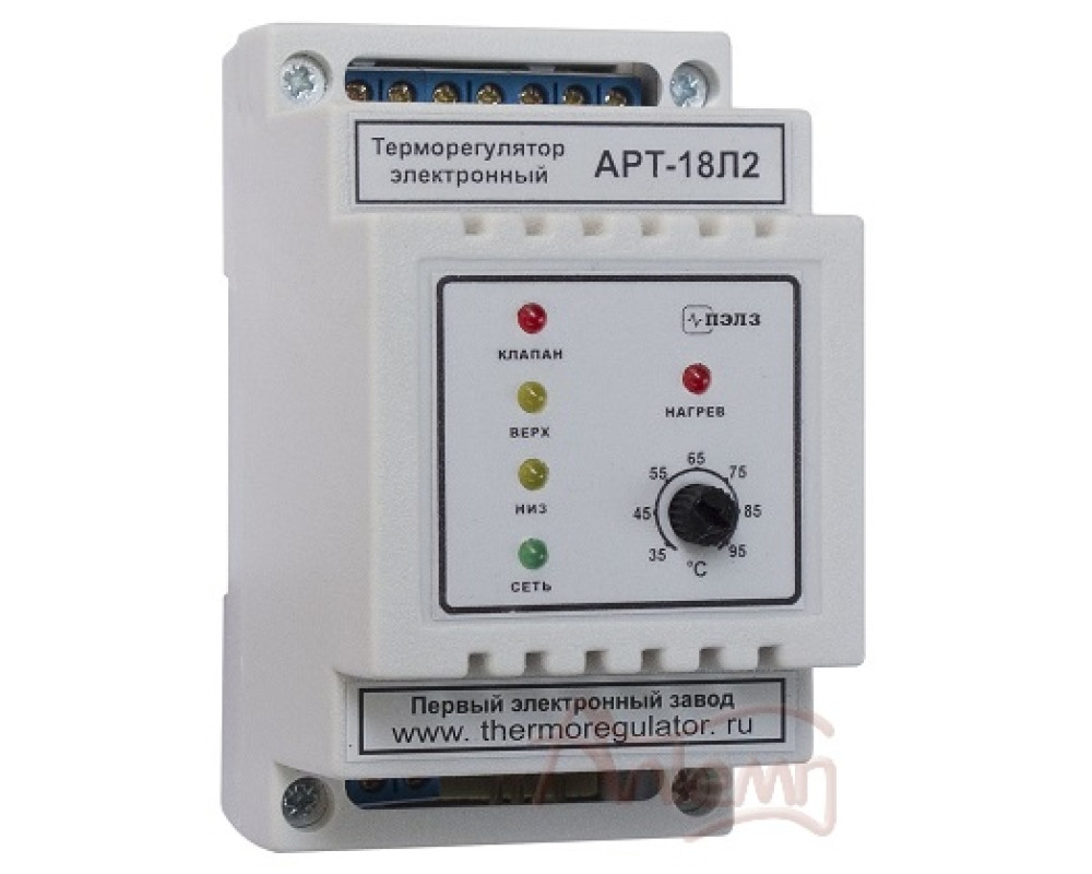 Терморегулятор АРТ-18Л2 с управлением насосами, с датчиком KTY-81-110, 1 кВт, 5А, DIN Терморегулятор АРТ-18Л2 с управлением насосами, с датчиком KTY-81-110, 1 кВт, 5А, DIN