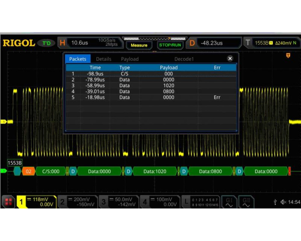 MSO8000-AERO Опция анализа и запуска по шинам MIL-STD-1553 MSO8000-AERO Опция анализа и запуска по шинам MIL-STD-1553